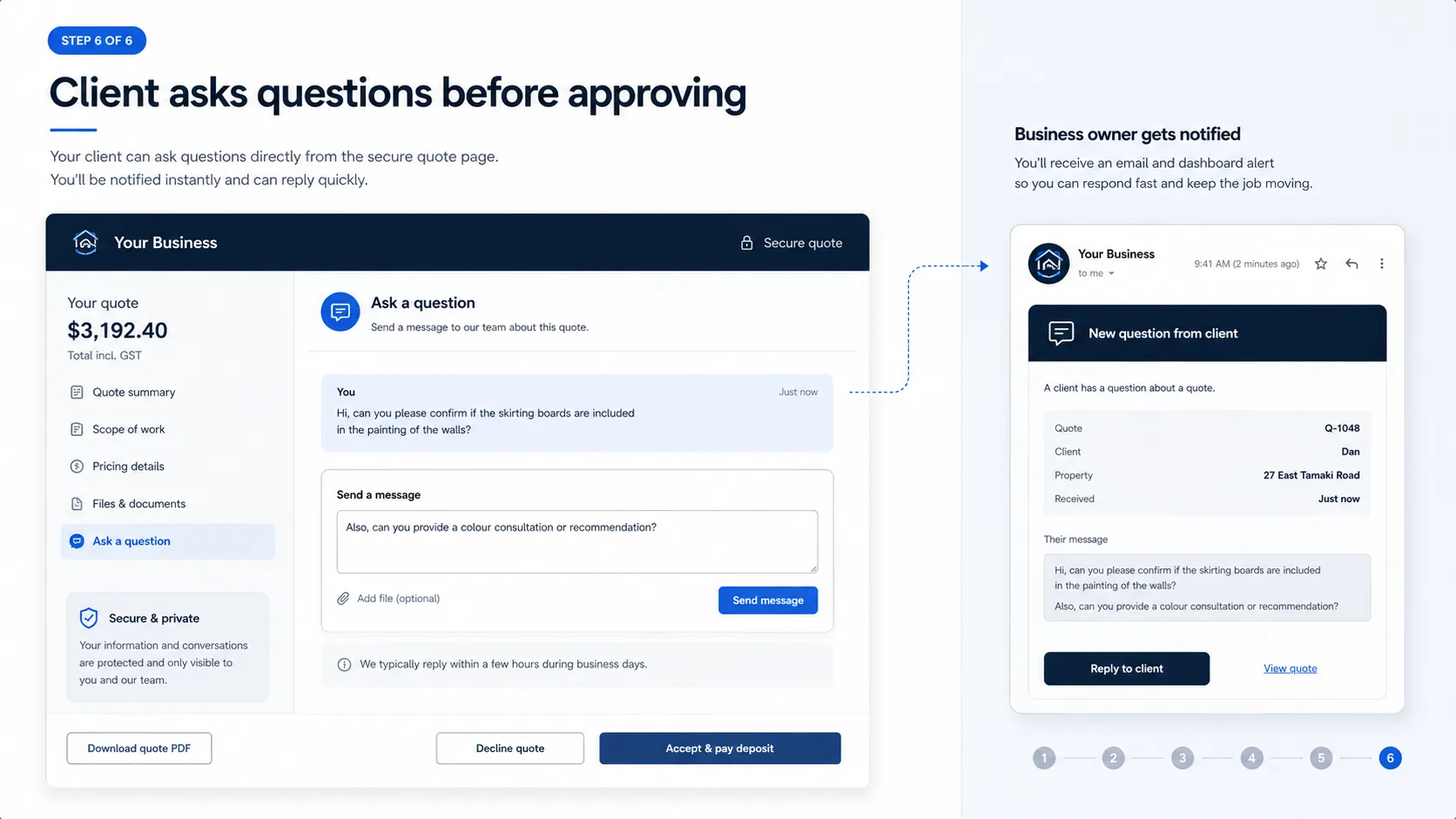 Client asks questions before approving